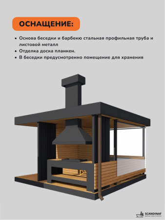 Беседка с барбекю, навес для мангала, навес для дачи, навес беседки 4,5x4,5м