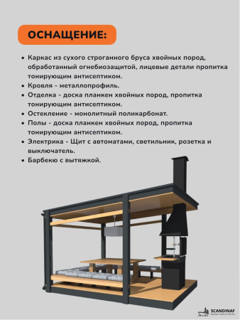 Беседка с барбекю, навес для мангала, навес для дачи, навес беседки 3x4м