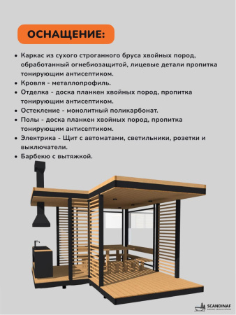 Угловая беседка с барбекю, навес для мангала, навес для дачи, навес беседки 4x4,5м