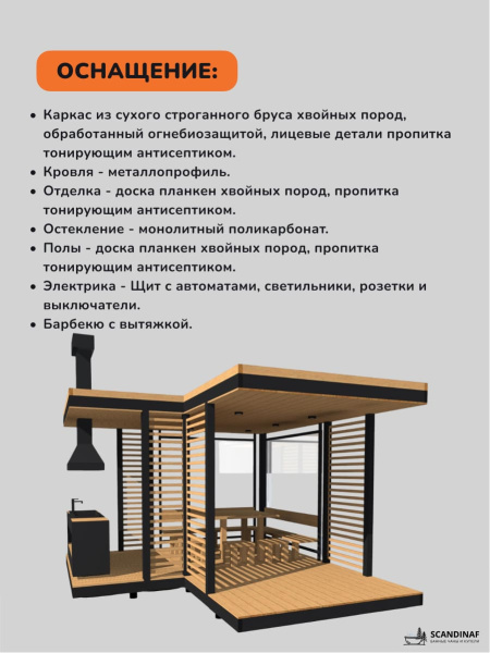 Угловая беседка с барбекю, навес для мангала, навес для дачи, навес беседки 4x4,5м