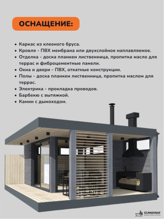 Беседка с барбекю и камином, навес для мангала, навес для дачи, навес беседки 5,2x6,9м