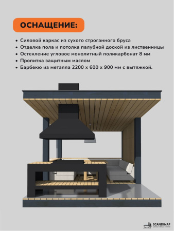 Беседка с барбекю, навес для мангала, навес для дачи, навес беседки 4x3,5м