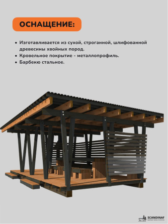 Беседка, навес для мангала, навес для дачи, навес беседки 8x4м